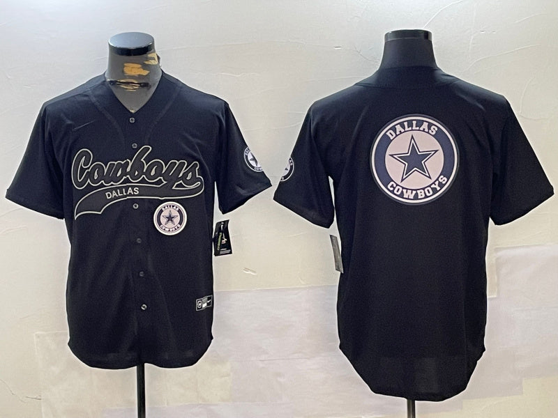Custom men’s dallas cowboys team big logo black with patch cool base stitched baseball Jerseys
