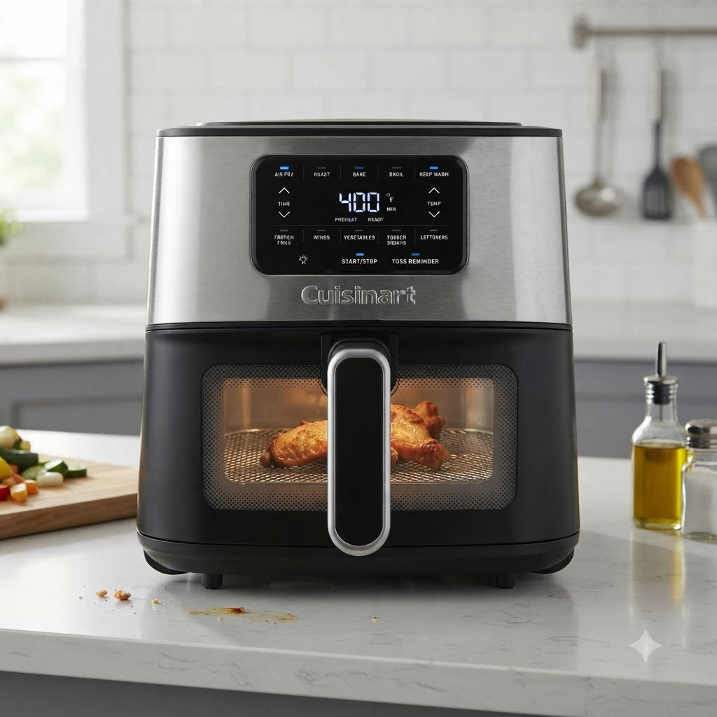 Cuisinart - 6 Quart Basket Airfryer - AIR-200NAS, Stainless Steel & Black