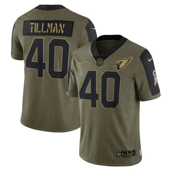 Custom Men’s #40 Pat Tillman Arizona Cardinals Olive 2021 Salute To Service Limited Jersey