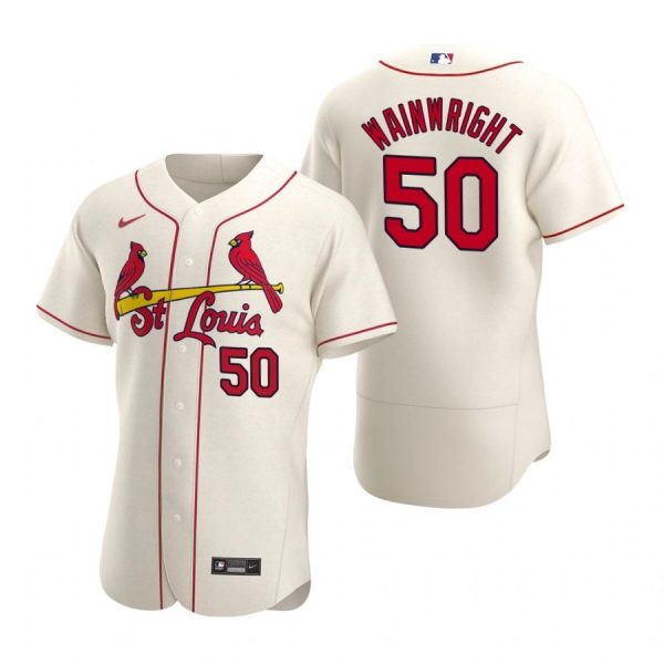 Custom Men’s Adam Wainwright St. Louis Cardinals Flex Base Jersey White WS Cream