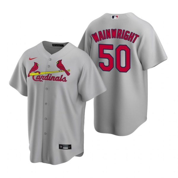 Custom Men’s Adam Wainwright St. Louis Cardinals Cool Base Jersey Cream Gray