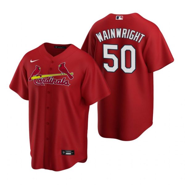 Custom Men’s Adam Wainwright St. Louis Cardinals Cool Base Jersey Cream Red