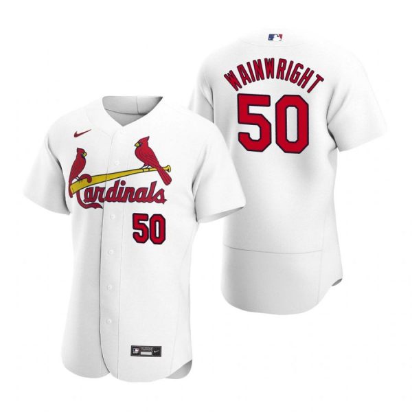 Custom Men’s Adam Wainwright St. Louis Cardinals Flex Base Jersey White WS White