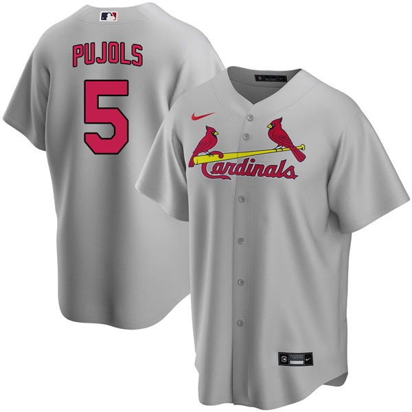 Custom Men’s St. Louis Cardinals Albert Pujols Stitched Jersey Replica – Gray