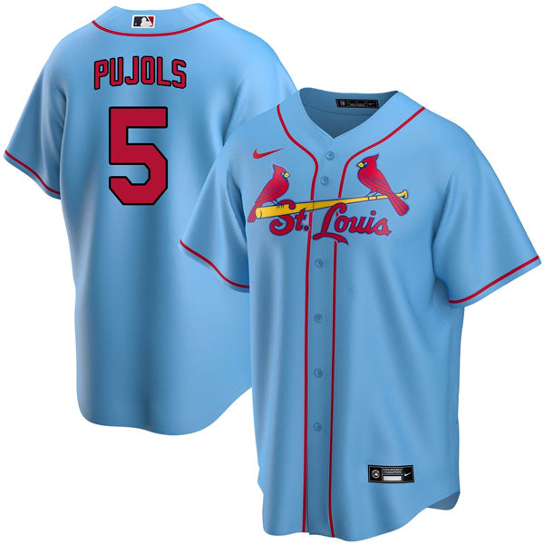 Custom Men’s St. Louis Cardinals Albert Pujols Stitched Jersey Replica – Light Blue