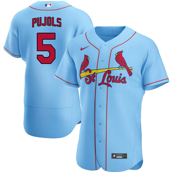 Custom Men’s St. Louis Cardinals Albert Pujols Stitched Jersey – Light Blue