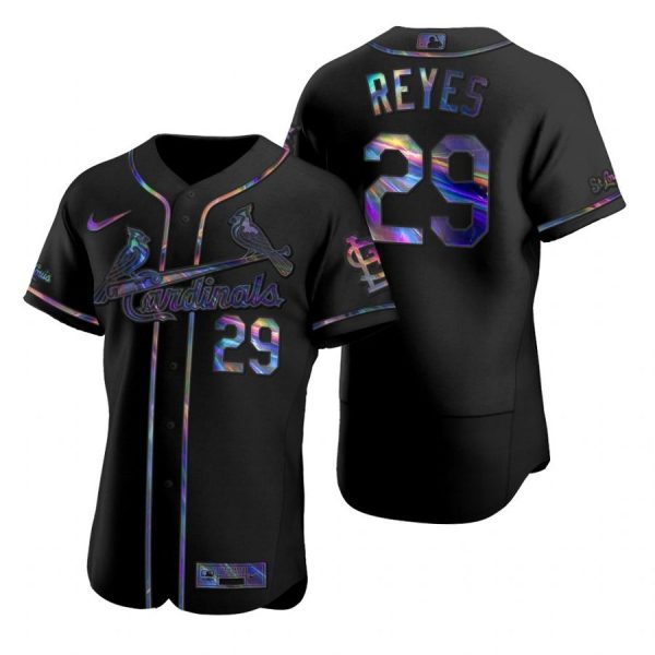 Custom Men’s Alex Reyes St. Louis Cardinals Flex Base Jersey Black Holographic Black Holographic