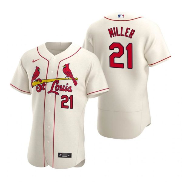Custom Men’s Andrew Miller St. Louis Cardinals Flex Base Jersey Light Blue Cream