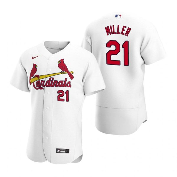 Custom Men’s Andrew Miller St. Louis Cardinals Flex Base Jersey Light Blue White