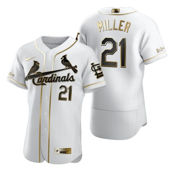 Custom Men’s Andrew Miller St. Louis Cardinals Flex Base Jersey Light Blue White Golden