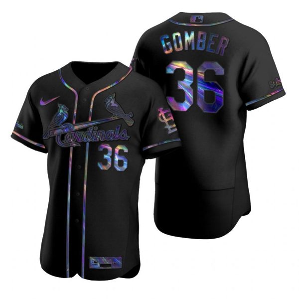 Custom Men’s Austin Gomber St. Louis Cardinals Flex Base Jersey Black Holographic Black Holographic