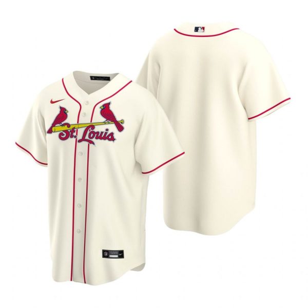 Custom Men’s Blank St. Louis Cardinals Cool Base Jersey White Cream