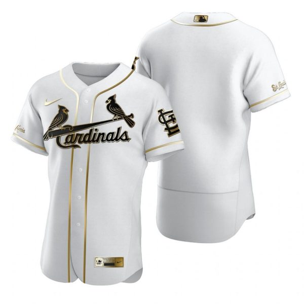 Custom Men’s Blank St. Louis Cardinals Flex Base Jersey White Golden White Golden