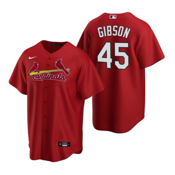 Custom Men’s Bob Gibson St. Louis Cardinals Cool Base Jersey White Red