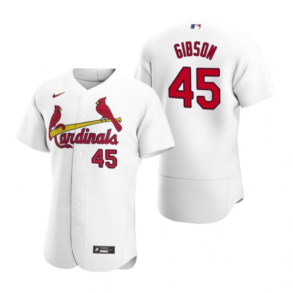 Custom Men’s Bob Gibson St. Louis Cardinals Flex Base Jersey White White