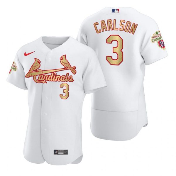 Custom Men’s Dylan Carlson St. Louis Cardinals Flex Base Jersey White WS White WS
