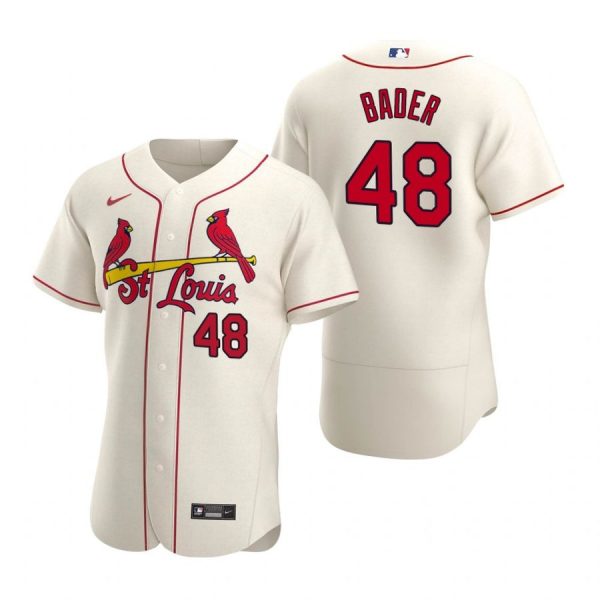 Custom Men’s Harrison Bader St. Louis Cardinals Flex Base Jersey White Golden Cream