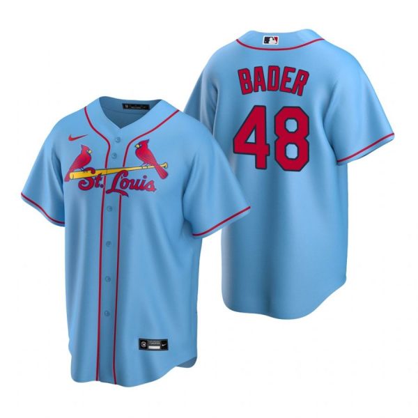 Custom Men’s Harrison Bader St. Louis Cardinals Cool Base Jersey White Light Blue