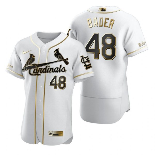Custom Men’s Harrison Bader St. Louis Cardinals Flex Base Jersey White Golden White Golden