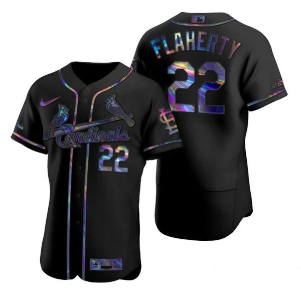 Custom Men’s Jack Flaherty St. Louis Cardinals Flex Base Jersey White Stars Black Holographic