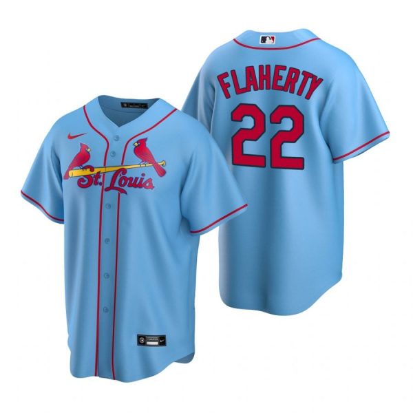 Custom Men’s Jack Flaherty St. Louis Cardinals Cool Base Jersey Cream Light Blue