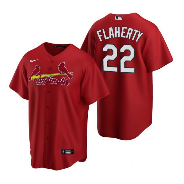 Custom Men’s Jack Flaherty St. Louis Cardinals Cool Base Jersey Cream Red