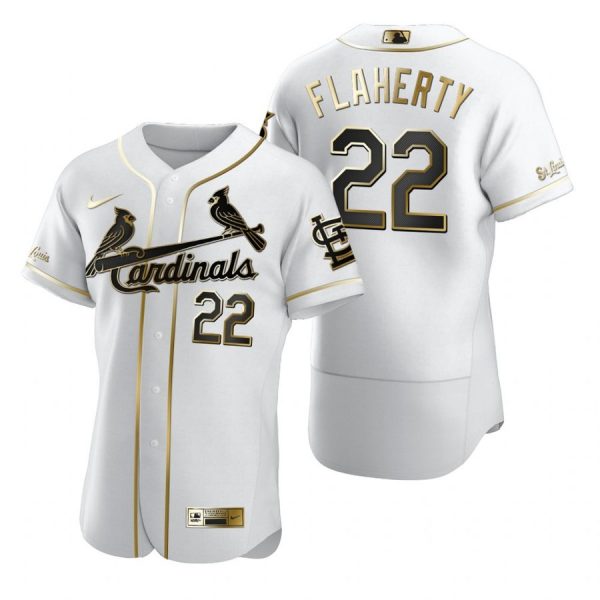Custom Men’s Jack Flaherty St. Louis Cardinals Flex Base Jersey White Stars White Golden