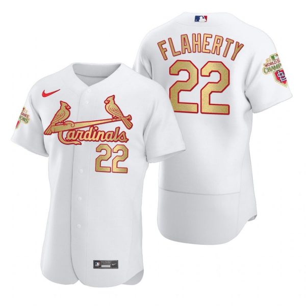 Custom Men’s Jack Flaherty St. Louis Cardinals Flex Base Jersey White Stars White WS