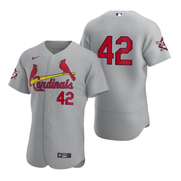 Custom Men’s Jackie Robinson St. Louis Cardinals Flex Base Jersey Gray Gray