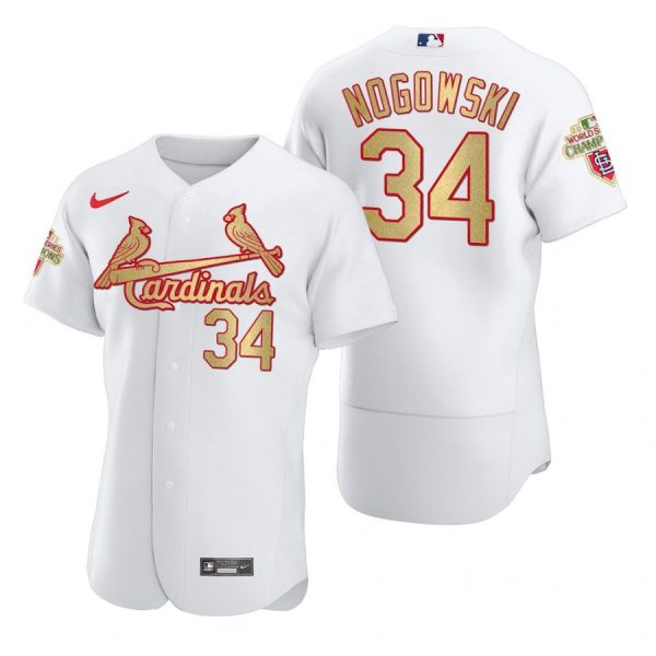 Custom Men’s John Nogowski St. Louis Cardinals Flex Base Jersey White WS White WS