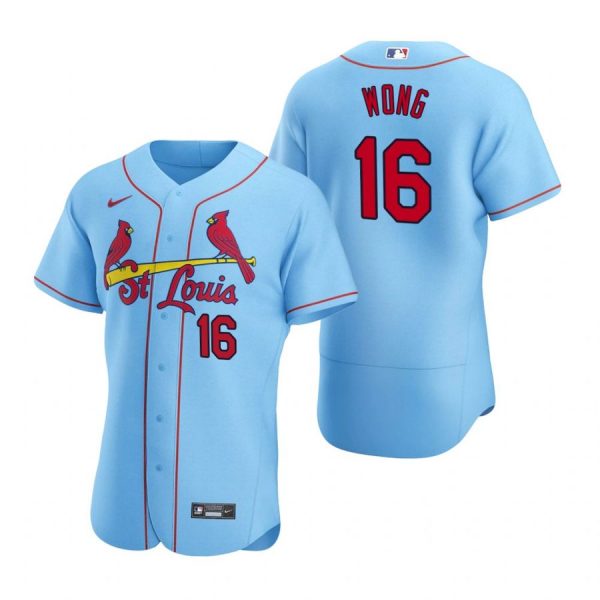Custom Men’s Kolten Wong St. Louis Cardinals Flex Base Jersey Black Golden Light Blue
