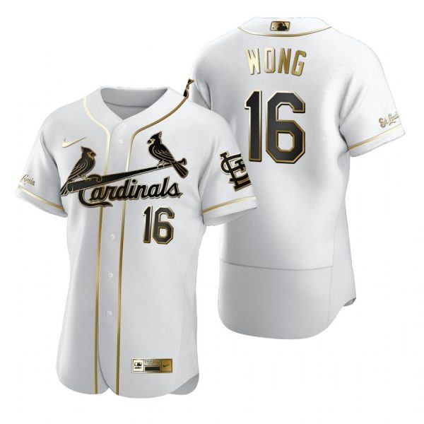 Custom Men’s Kolten Wong St. Louis Cardinals Flex Base Jersey Black Golden White Golden