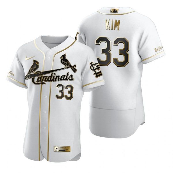 Custom Men’s Kwang Hyun Kim St. Louis Cardinals Flex Base Jersey White WS White Golden