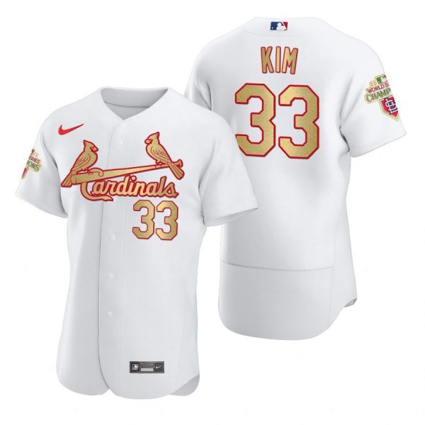 Custom Men’s Kwang Hyun Kim St. Louis Cardinals Flex Base Jersey White WS White WS