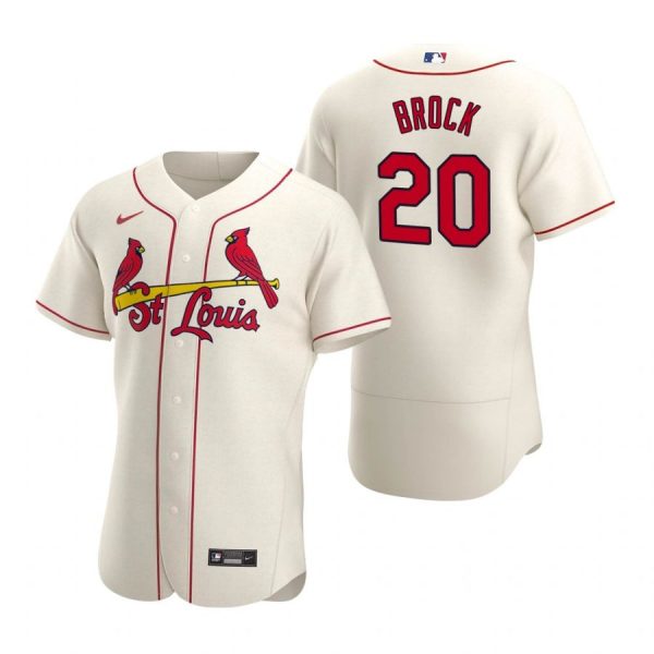 Custom Men’s Lou Brock St. Louis Cardinals Flex Base Jersey Cream Cream
