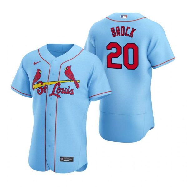 Custom Men’s Lou Brock St. Louis Cardinals Flex Base Jersey Cream Light Blue