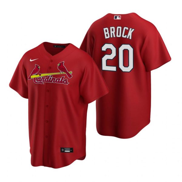 Custom Men’s Lou Brock St. Louis Cardinals Cool Base Jersey Red Red