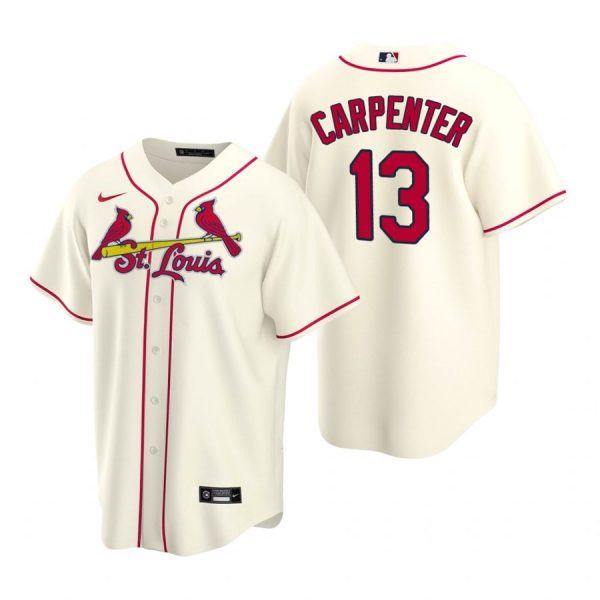 Custom Men’s Matt Carpenter St. Louis Cardinals Cool Base Jersey White Cream