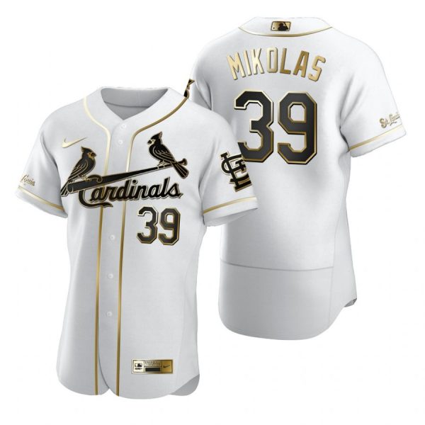 Custom Men’s Miles Mikolas St. Louis Cardinals Flex Base Jersey Black Holographic White Golden