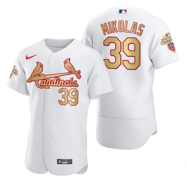 Custom Men’s Miles Mikolas St. Louis Cardinals Flex Base Jersey Black Holographic White WS