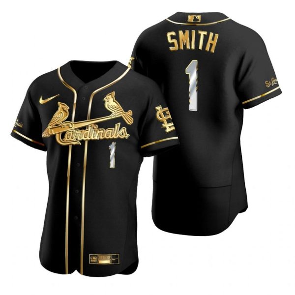 Custom Men’s Ozzie Smith St. Louis Cardinals Flex Base Jersey Light Blue Black Golden