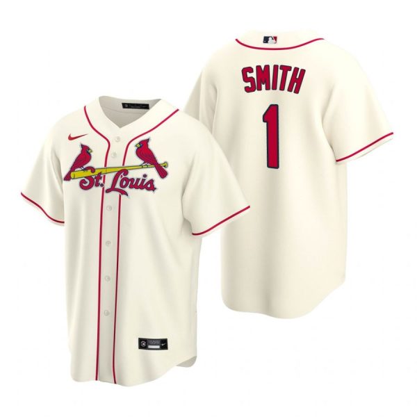 Custom Men’s Ozzie Smith St. Louis Cardinals Cool Base Jersey White Cream