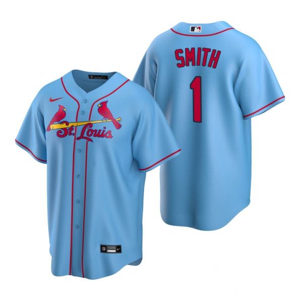 Custom Men’s Ozzie Smith St. Louis Cardinals Cool Base Jersey White Light Blue