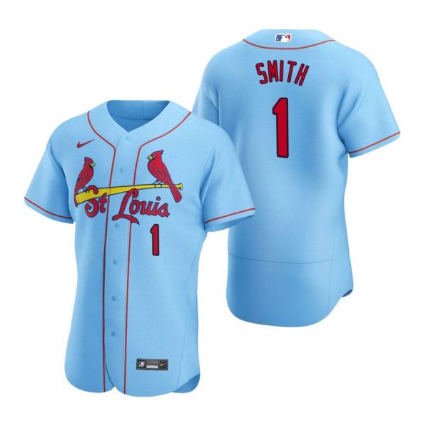 Custom Men’s Ozzie Smith St. Louis Cardinals Flex Base Jersey Light Blue Light Blue