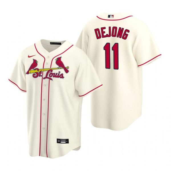 Custom Men’s Paul Dejong St. Louis Cardinals Cool Base Jersey Red Cream