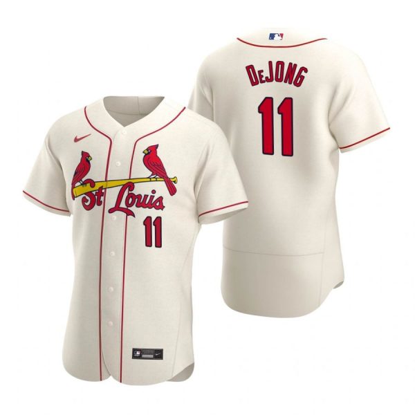 Custom Men’s Paul Dejong St. Louis Cardinals Flex Base Jersey White WS Cream