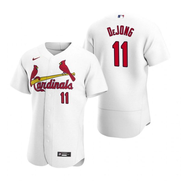 Custom Men’s Paul Dejong St. Louis Cardinals Flex Base Jersey White WS White