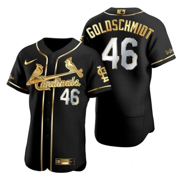 Custom Men’s Paul Goldschmidt St. Louis Cardinals Flex Base Jersey Black Golden Black Golden