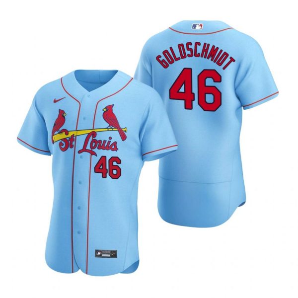 Custom Men’s Paul Goldschmidt St. Louis Cardinals Flex Base Jersey Black Golden Light Blue
