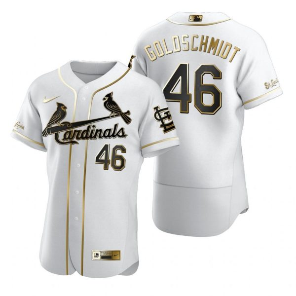 Custom Men’s Paul Goldschmidt St. Louis Cardinals Flex Base Jersey Black Golden White Golden